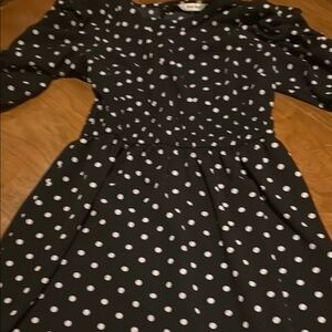 Polka Dot Juniors L Dress - Black and White